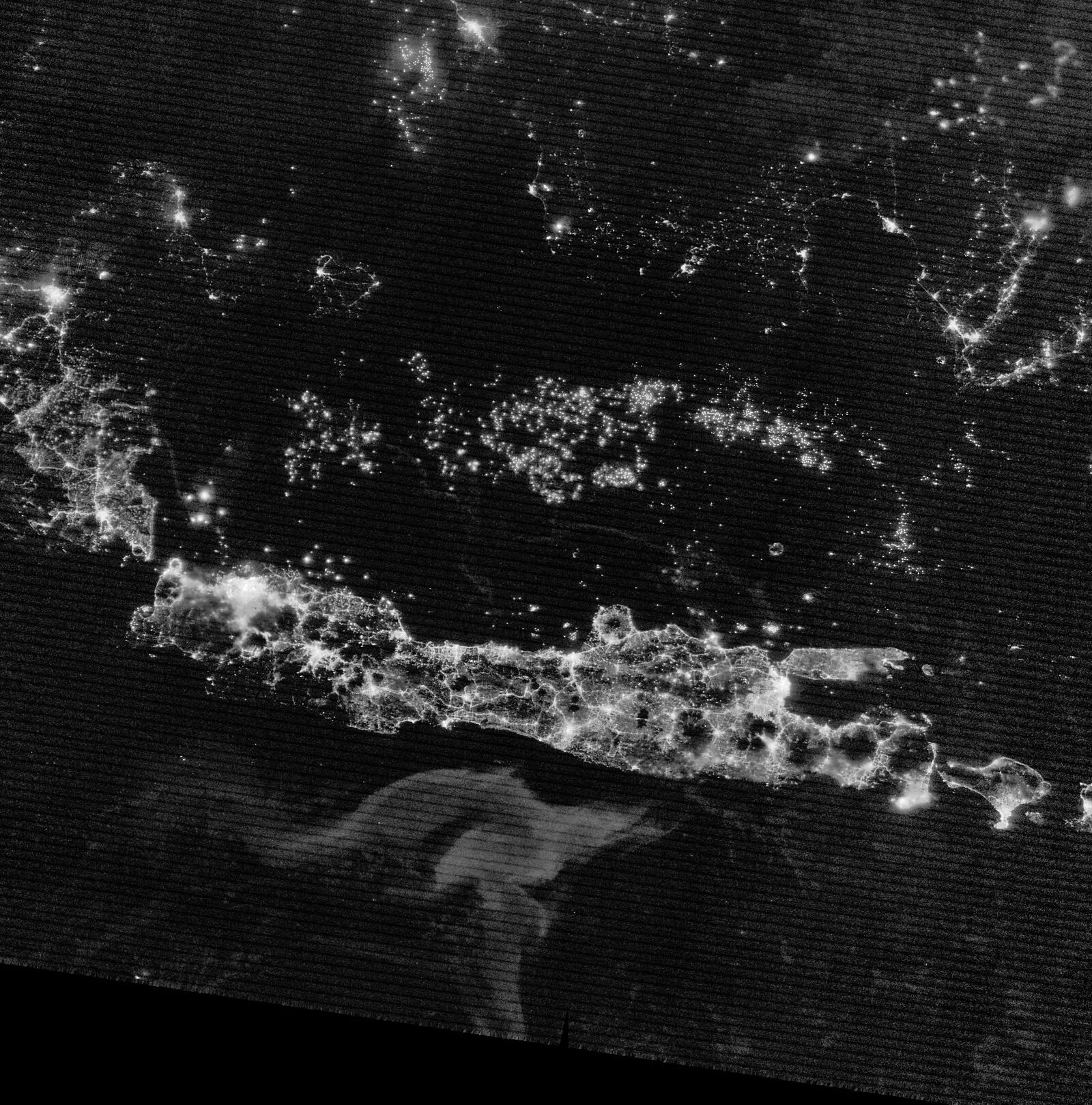 Satellite image of a milky sea event spanning 100,000 square kilometers off Indonesia, captured by the VIIRS instrument on Suomi NPP