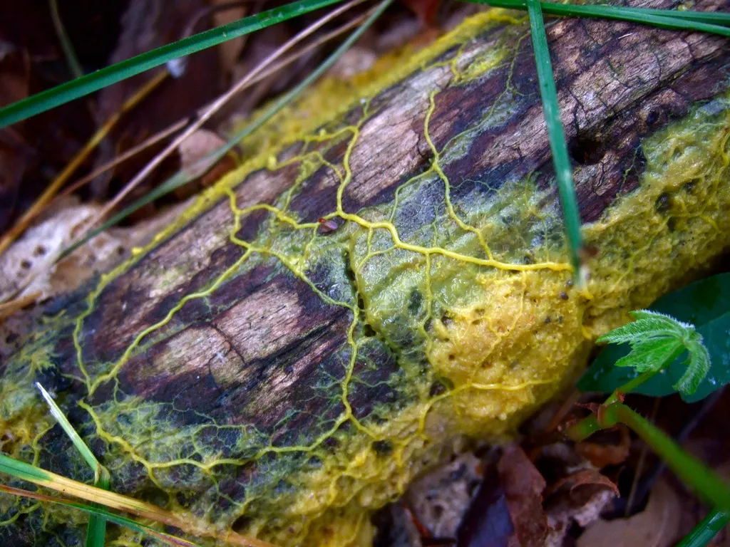Physarum polycephalum plasmodium — a brainless organism whose boundaries shift as it extends through its environment